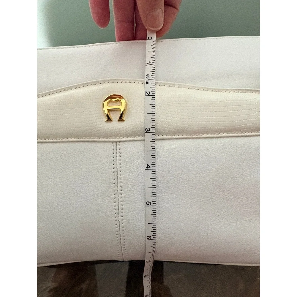 Etienne Aigner Leather Shoulder Bag‎ White Top Zip Pockets